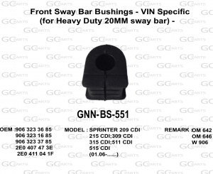 Front Sway Bar Bushings - VIN Specific (for Heavy Duty 20MM sway bar) -