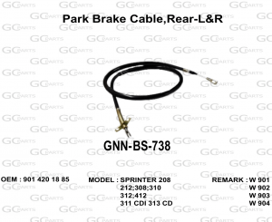 Park Brake Cable,Rear-L&R